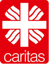 der-verein-gewaltpraevention-logo-caritas Das Bild zeigt das Caritas-Logo mit einem weißen Kreuz und stilisierten Wellenformen auf rotem Hintergrund sowie das Wort caritas in weißen Kleinbuchstaben unter dem Kreuz.